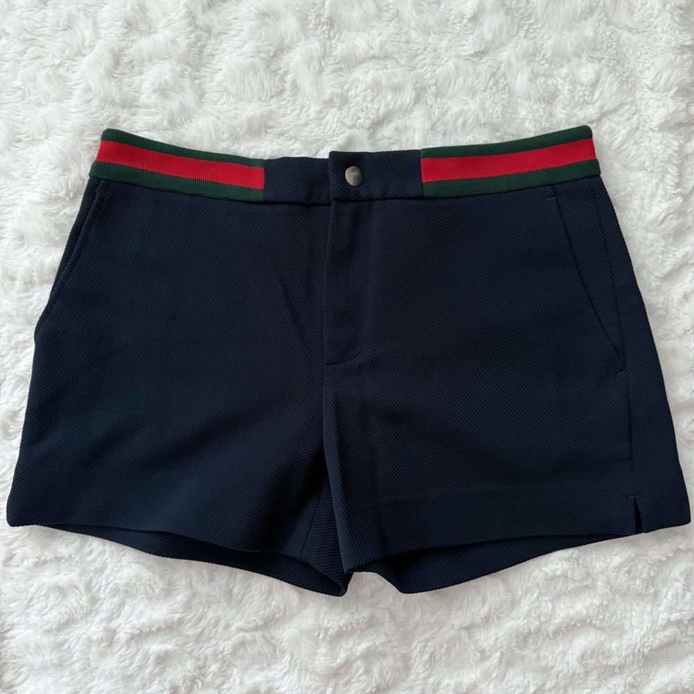 EUC GUCCI Web Stripe Waist Shorts Navy